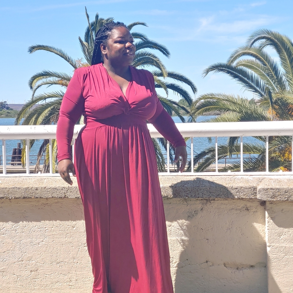 Red floor length dress